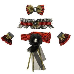 Pirate Wench Instant Kit 14+ Halloween Accessory Headwrap, Bows, Choker, Cuffs